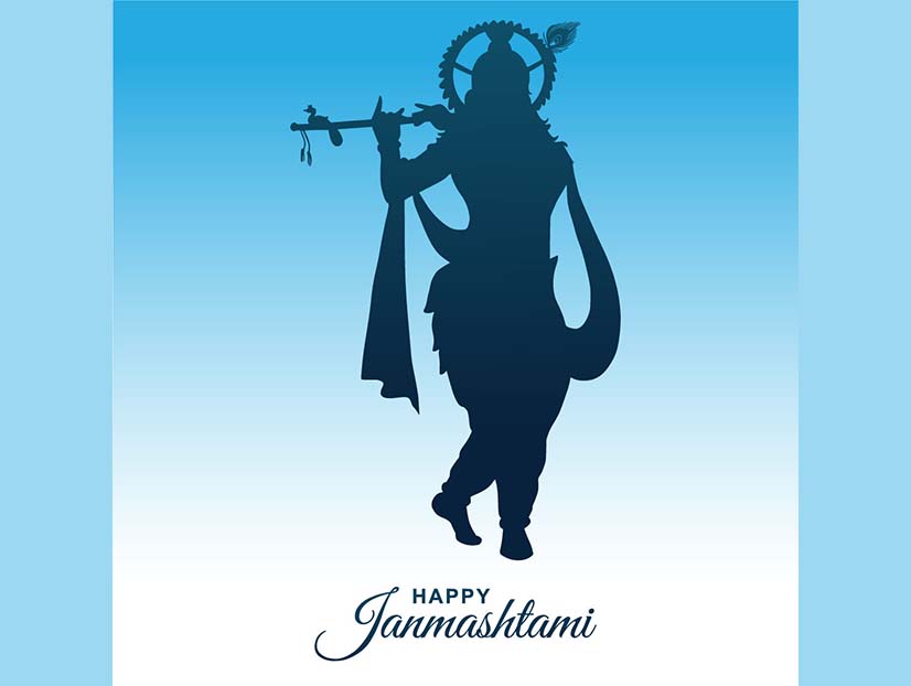 Lord shri krishana in happy janmashtami festival card